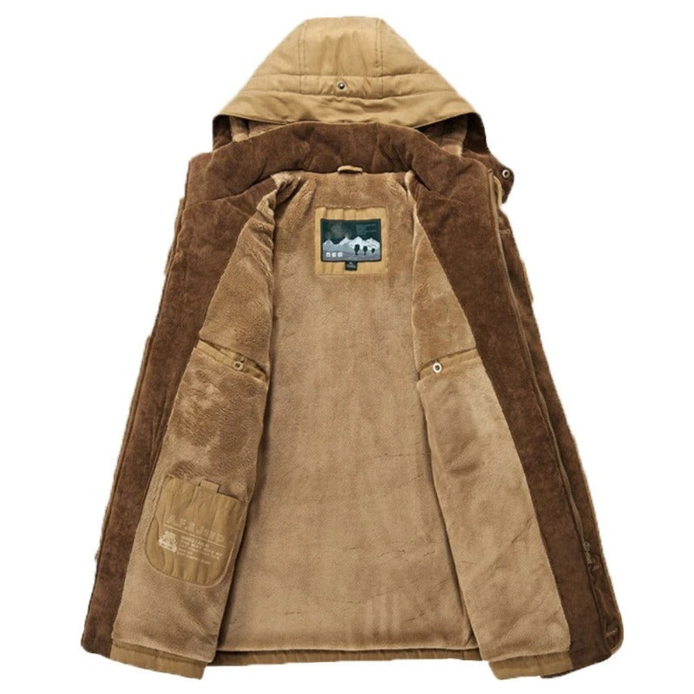 Hooded Winter Parka Coat for Men with Inner Fleece