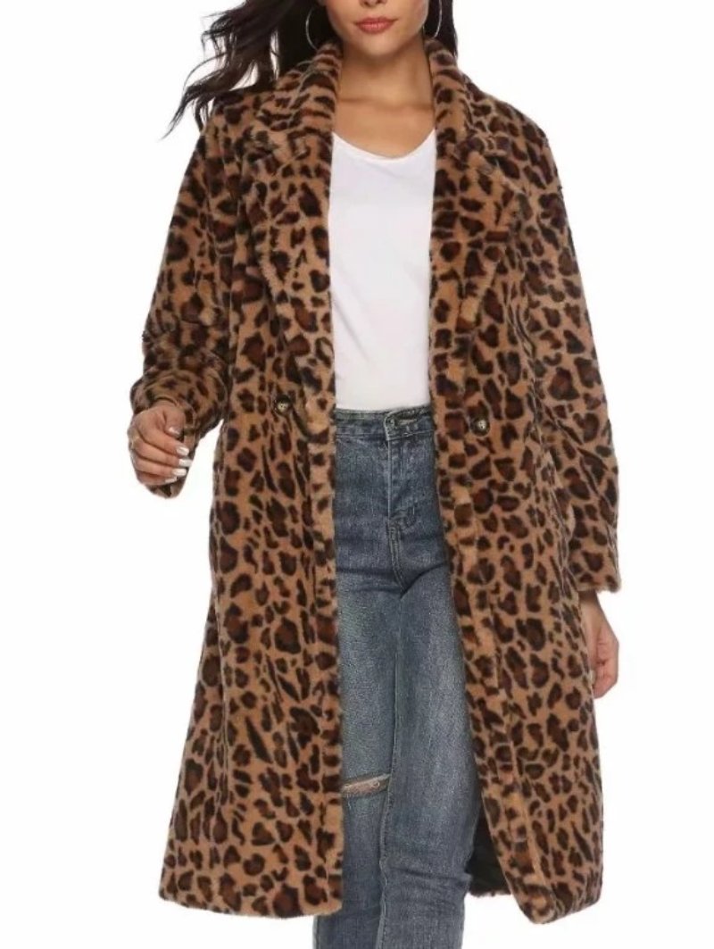 Animal Print Midi Women's Coat: Embrace the Wild Side in Style!