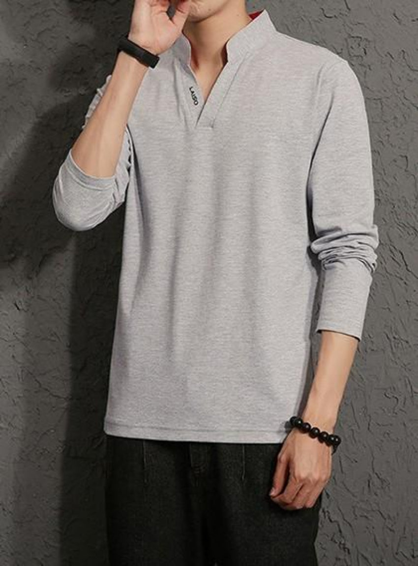 Long Sleeve V-Neck Casual Men's Shirt