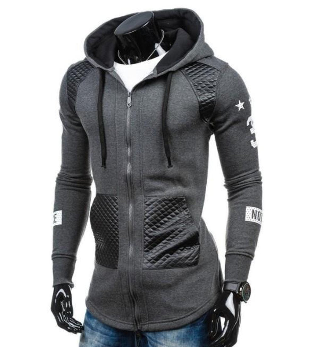 Streetwear-Inspired Hooded Biker Jacket for Men