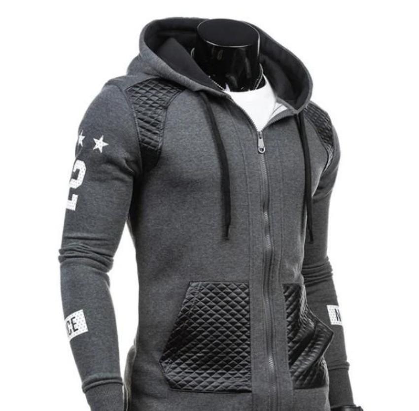 Streetwear-Inspired Hooded Biker Jacket for Men