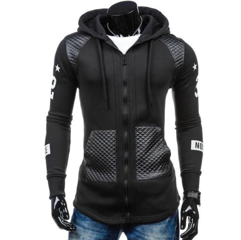 Streetwear-Inspired Hooded Biker Jacket for Men