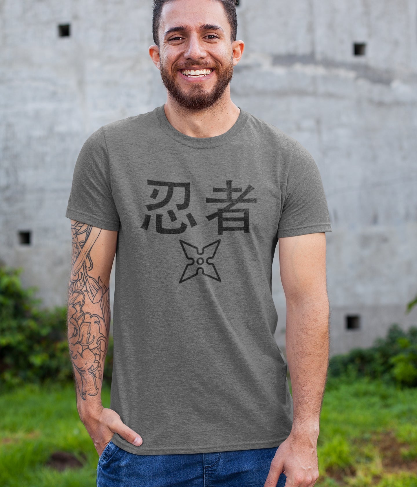 Ninja T-Shirt with a Worn-Out Look