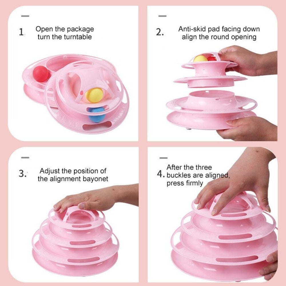 Multi-layer Foldable Interactive Cat Toy with Turntable Design