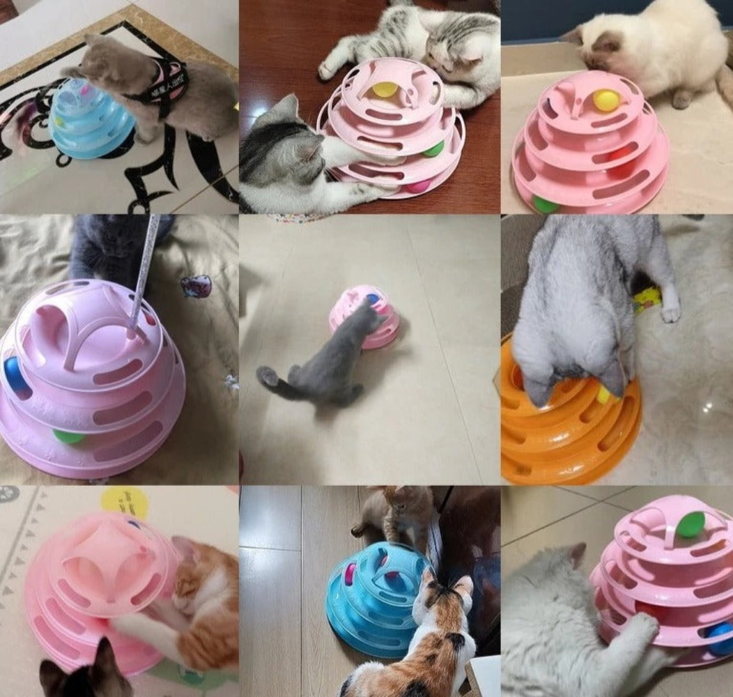 Multi-layer Foldable Interactive Cat Toy with Turntable Design