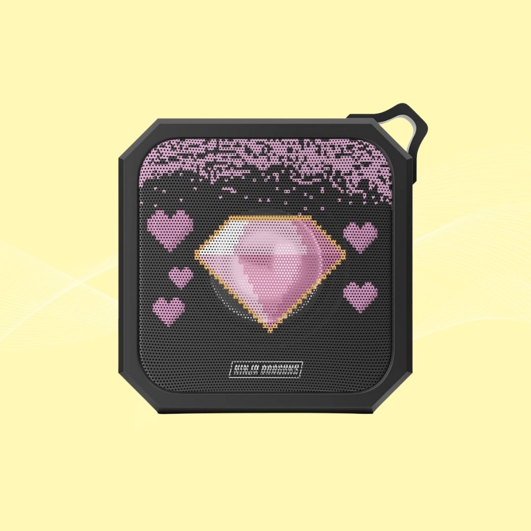 Retro Pixel Waterproof Bluetooth Speaker with Cute Dragon and Jewel Design