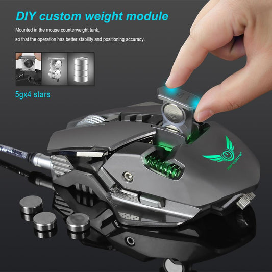 Breathing Light Gaming Mouse with 7 Programmable Buttons and 3200 DPI Wired Connection for Ninja-like Precision