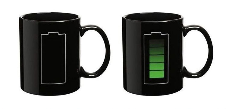 Heat Reactive Battery Indicator Coffee Cup with Color Changing Magic