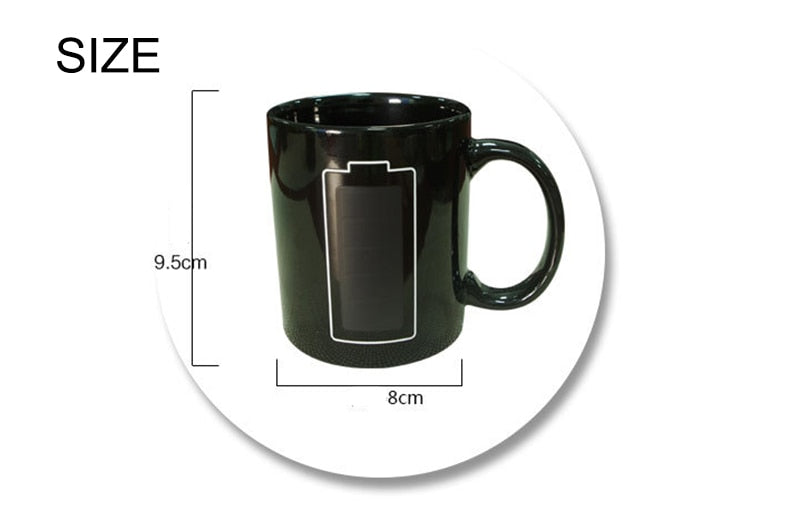 Heat Reactive Battery Indicator Coffee Cup with Color Changing Magic