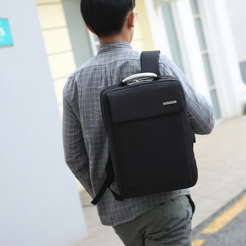 Anti Theft Soft Back Computer Backpack with Dual Compartments and Convenient Top Handle