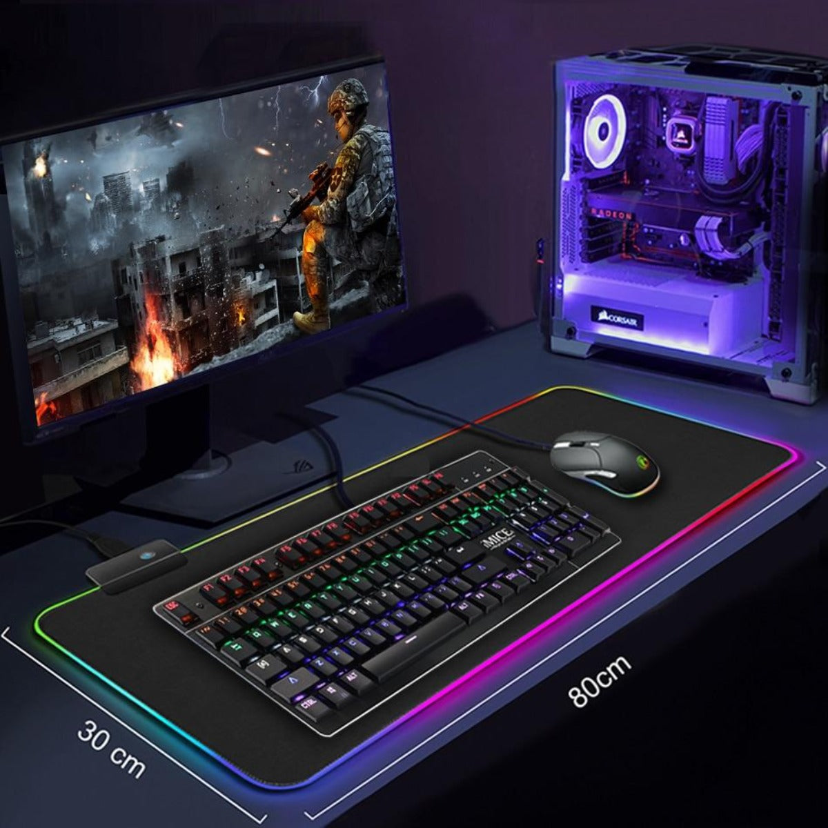 Large Size Dragon RGB Gaming Mouse Pad - Illuminated with a Single Touch