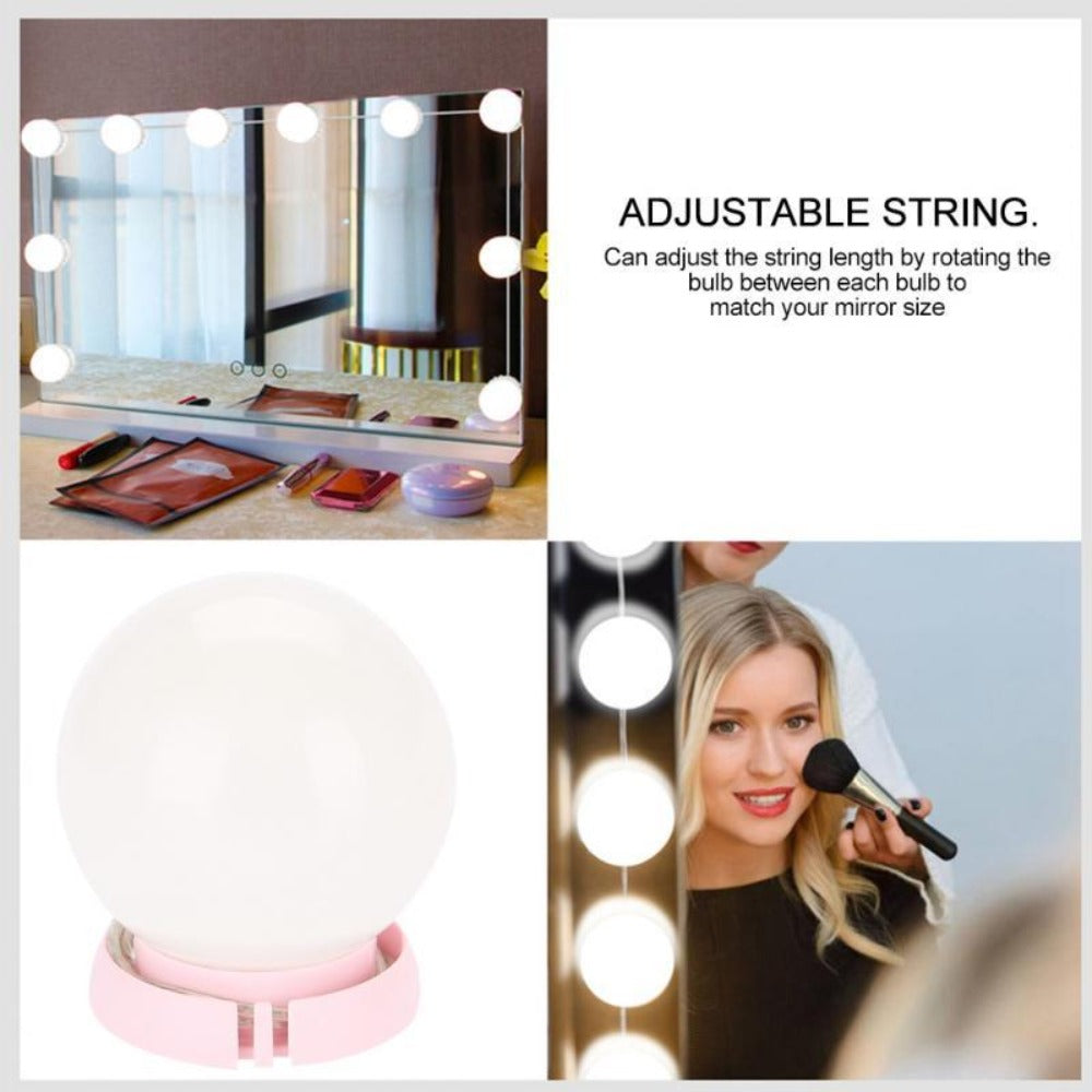 LED Vanity Table with Adjustable Brightness Lights - Set of 10 Bulbs