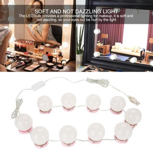 LED Vanity Table with Adjustable Brightness Lights - Set of 10 Bulbs