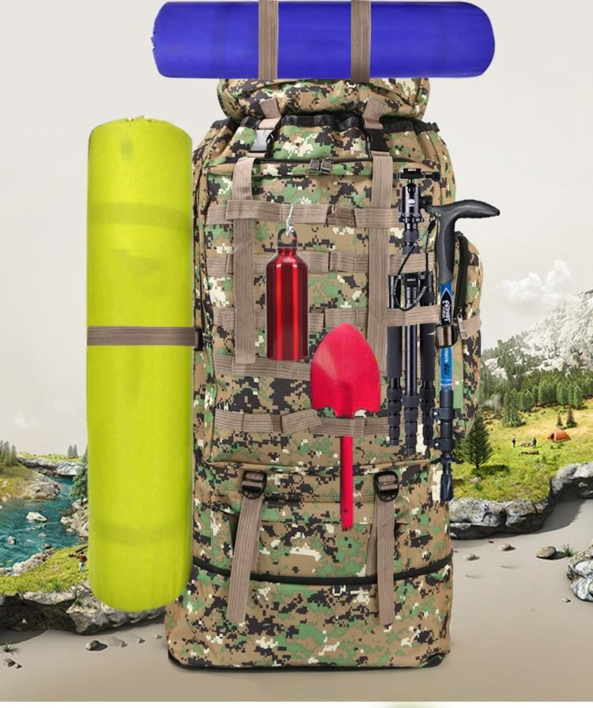 Large Capacity Waterproof Backpack for Outdoor Camping and Hiking (100L)