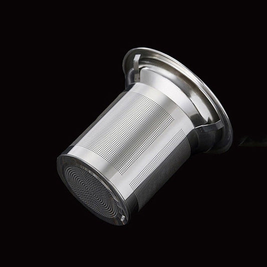Tea Pot with Stainless Steel Strainer for Brewing Hot Beverages: silver, gray perforated metal filter basket, functional indu