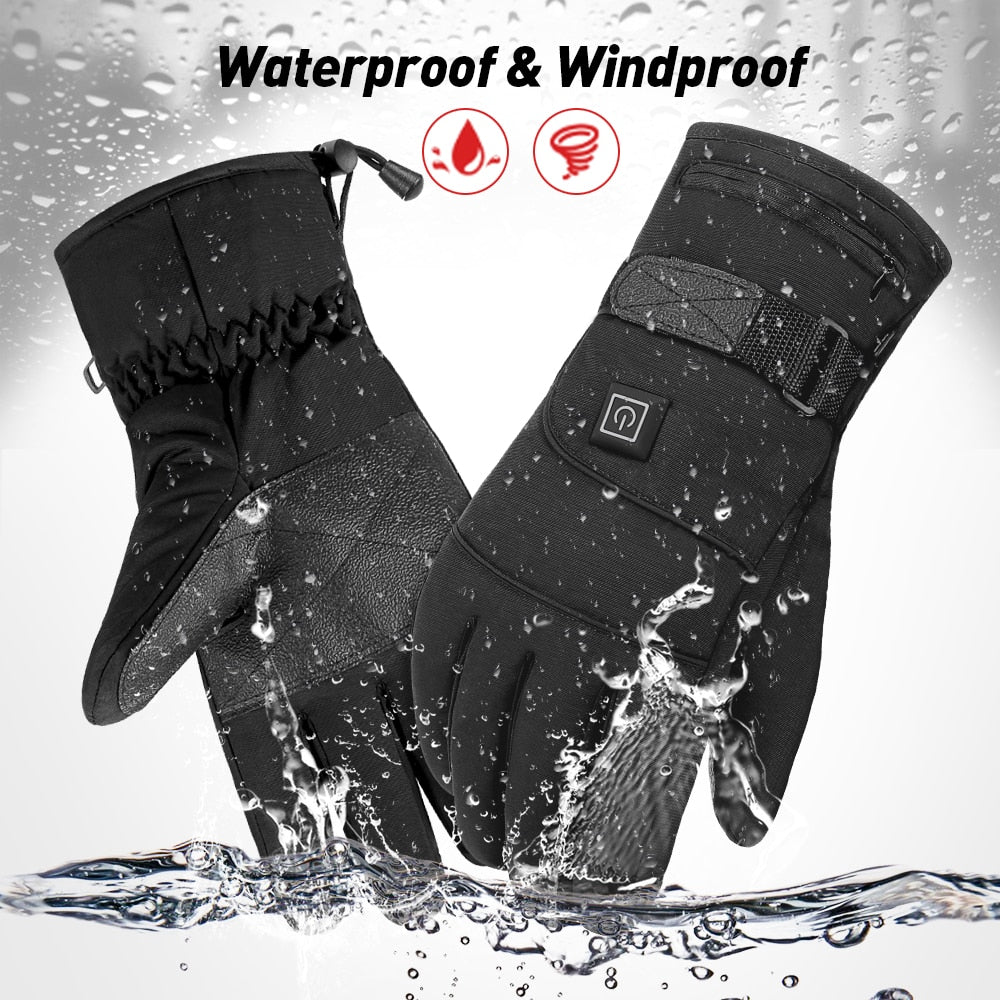 Heated Battery Powered Motorcycle Gloves with Waterproof Touch Screen