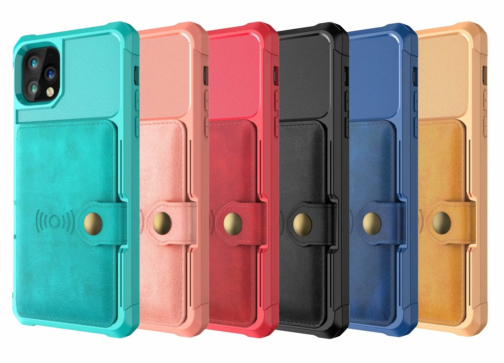 Magnetic Leather Wallet Armor Case for iPhone - Ensuring Complete 360-Degree Protection