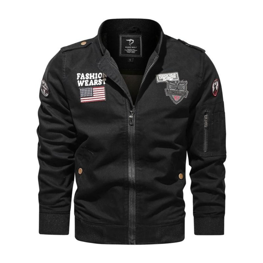 Military Aviator Zip-Up Jacket for Men