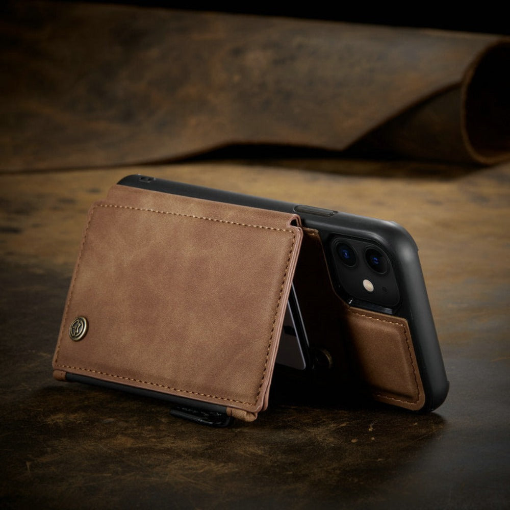 Slim Back Case with Zipper for iPhone 11 to 15 Series
