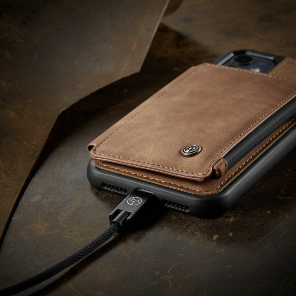 Slim Back Case with Zipper for iPhone 11 to 15 Series