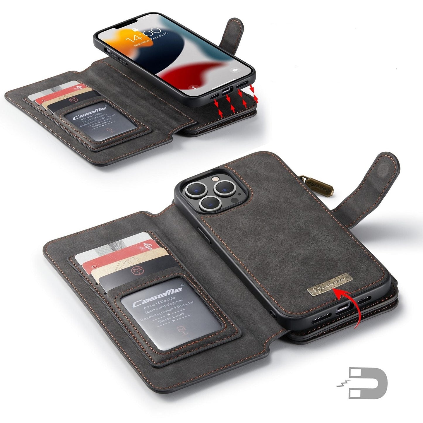 iPhone Leather Flip Wallet Case