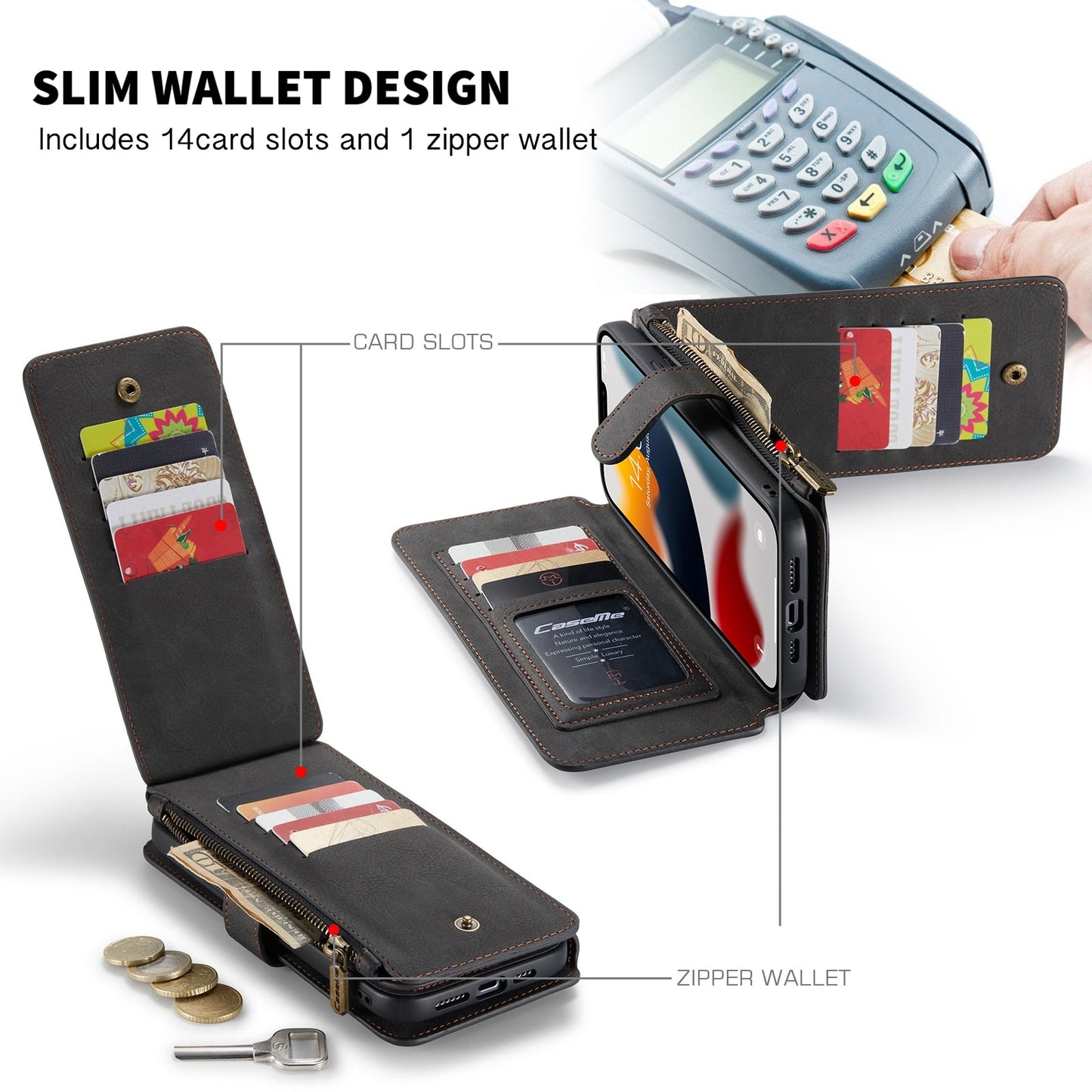iPhone Leather Flip Wallet Case