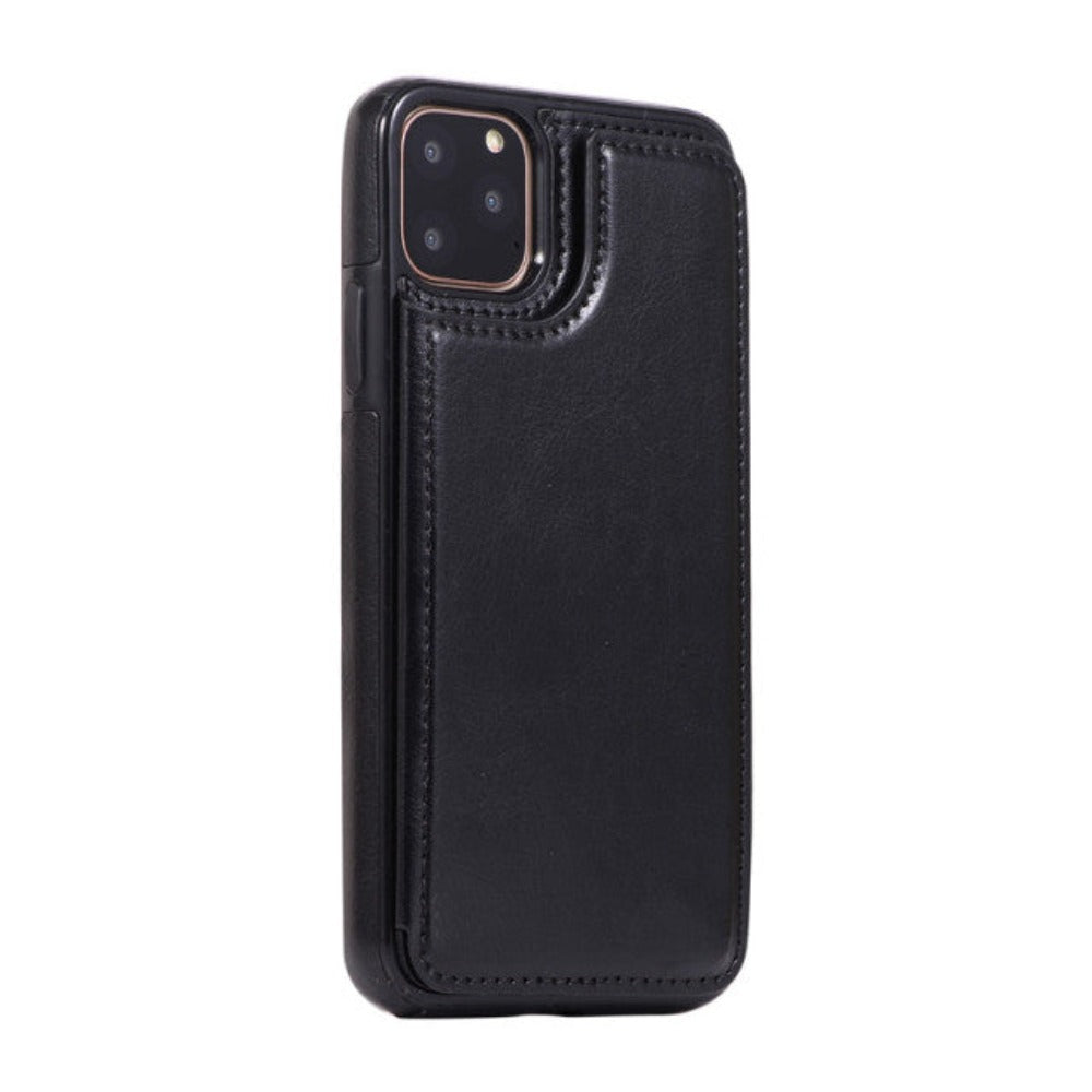 Retro-Themed Vegan Leather Flip Wallet Case for iPhone 11 to 15
