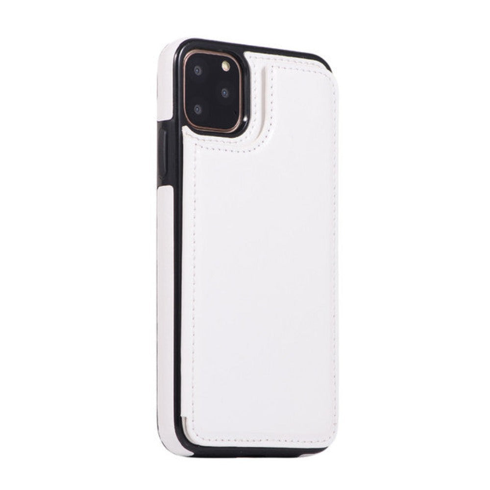 Retro-Themed Vegan Leather Flip Wallet Case for iPhone 11 to 15