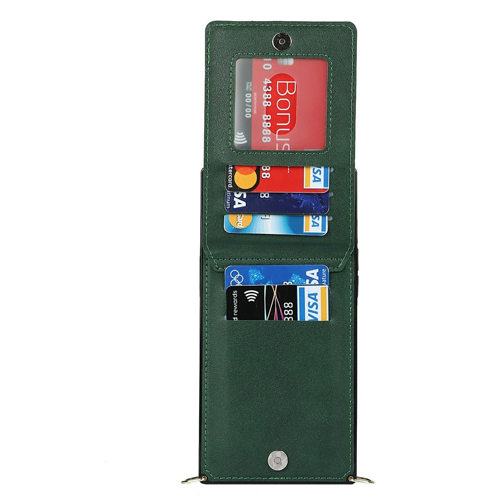 Crossbody Strap Slim Wallet Case for iPhone Series with Zipper Closure
