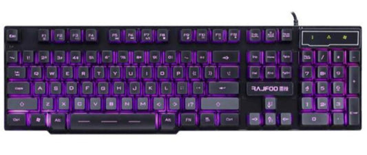 PC Gaming Keyboard with 3 Color LED Backlight and Alpha 3C USB Connectivity for Ninja Dragons: black, purple computer keyboar