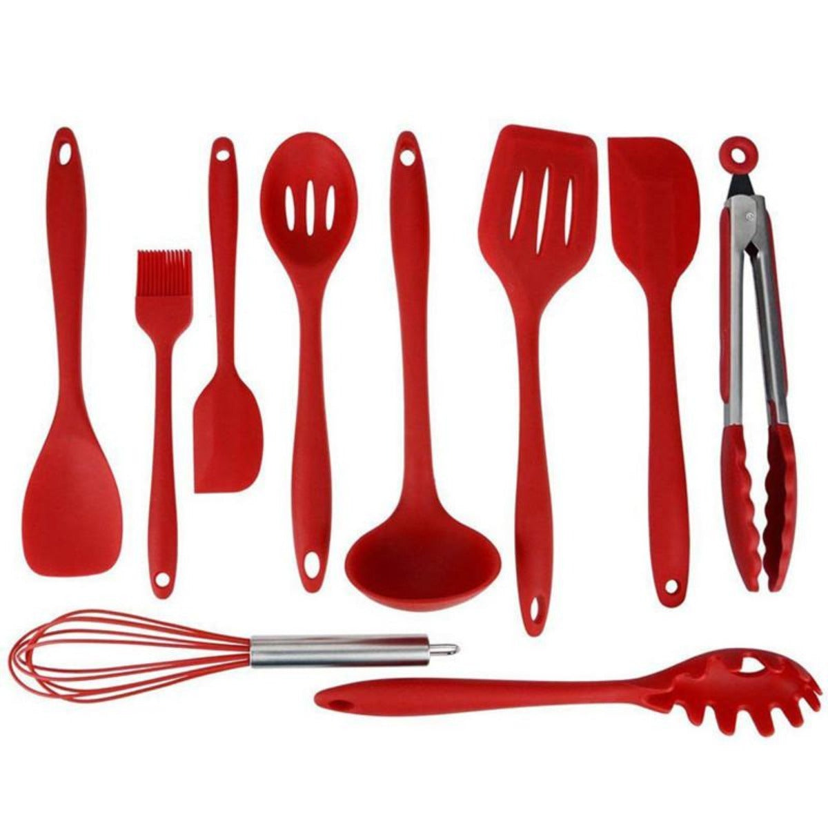 Premium Set of 10 Heat Resistant Non-Stick Silicone Cooking Utensils