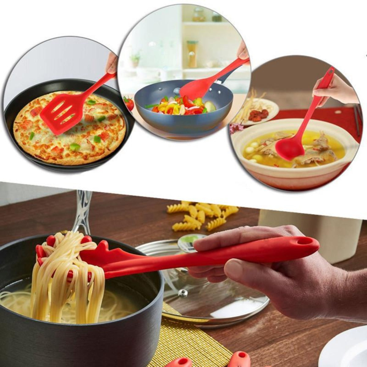 Premium Set of 10 Heat Resistant Non-Stick Silicone Cooking Utensils