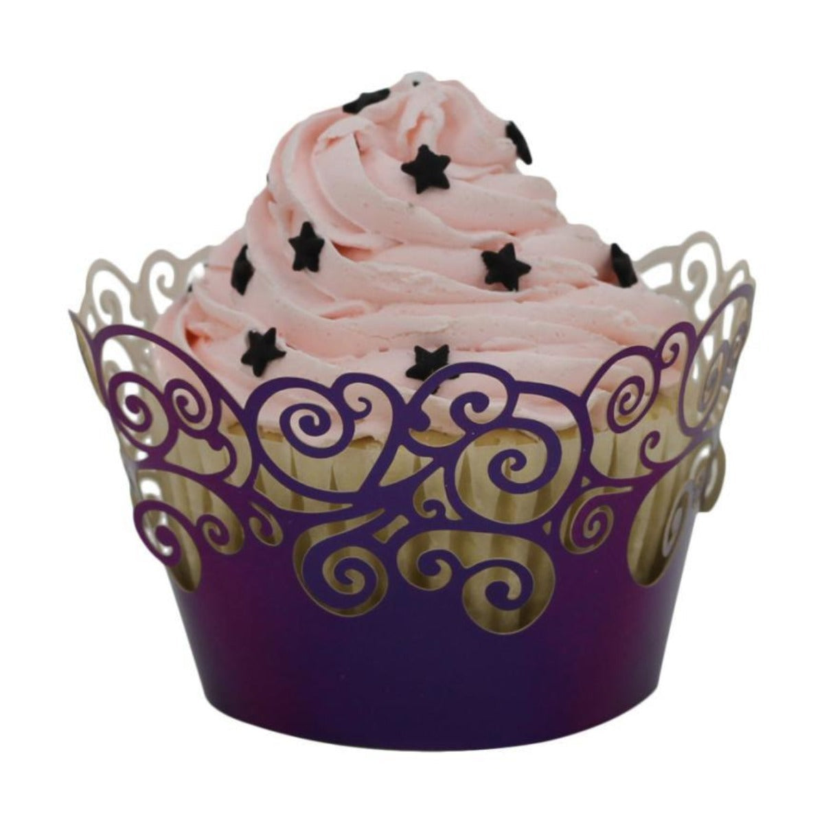 Set of 100 Lace Laser Cut Holders for Cupcakes and Muffins with Festive Design