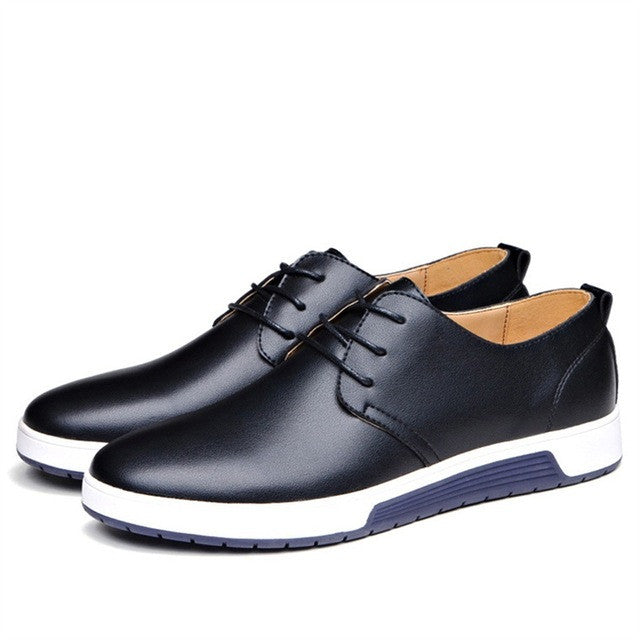 Blue Leather Shoes for Men's Casual Street Fashion