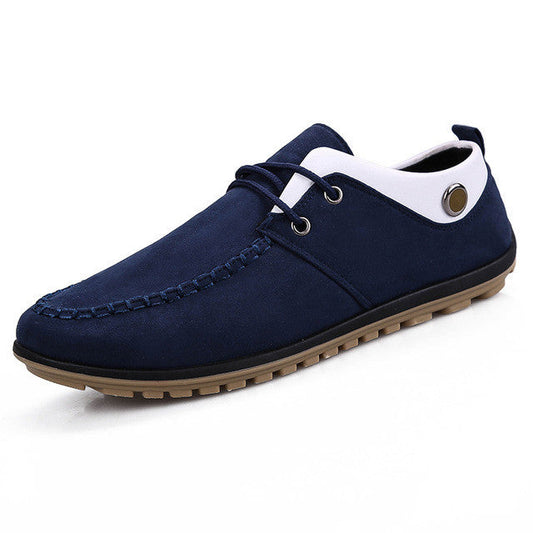 Breathable Lace-up Shoes for Men's Leisure Activities: navy blue, white lace-up casual shoe, casual minimalist style