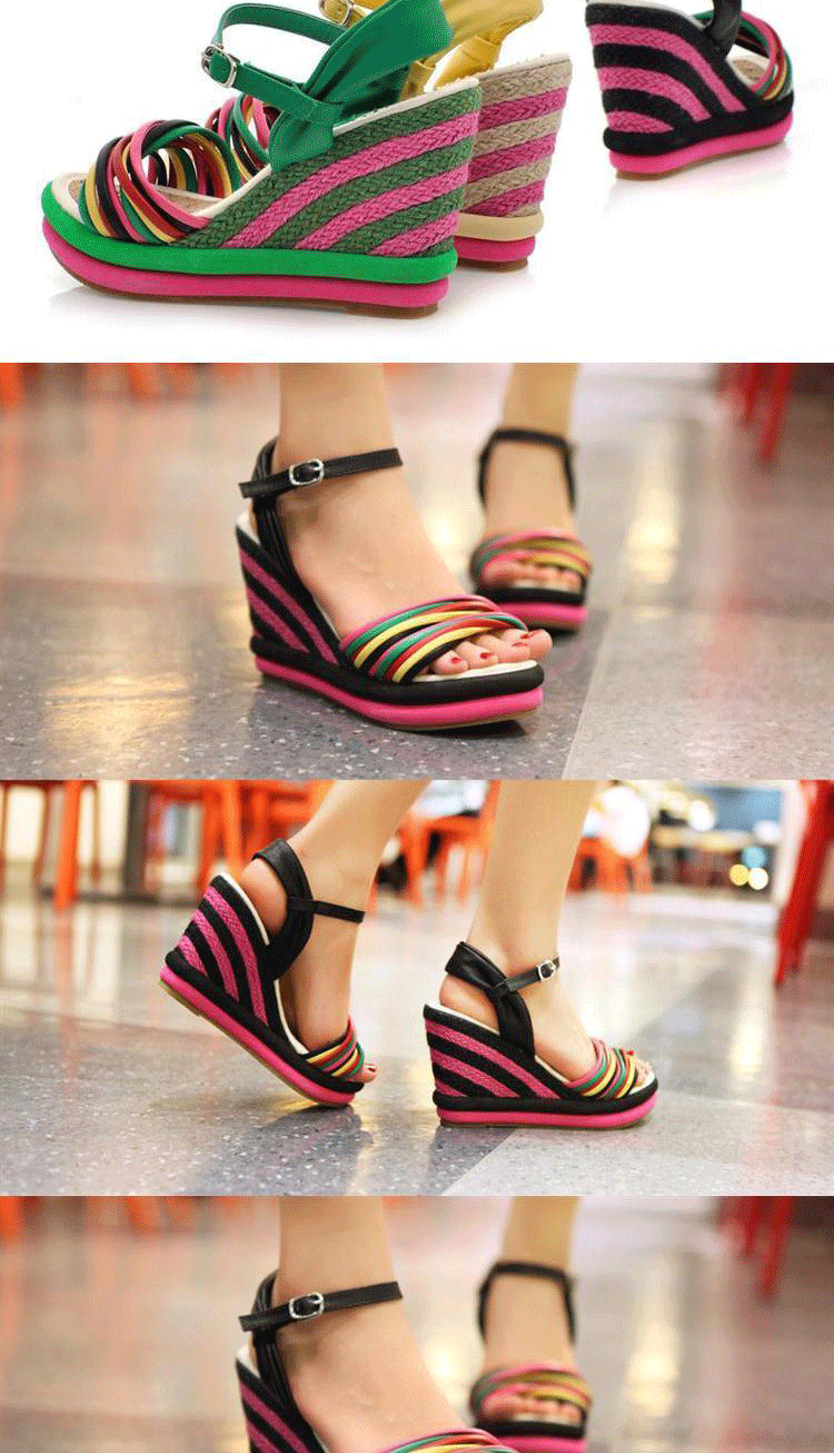 Colorful Summer Sandals with Cross-over Platform Design for Women