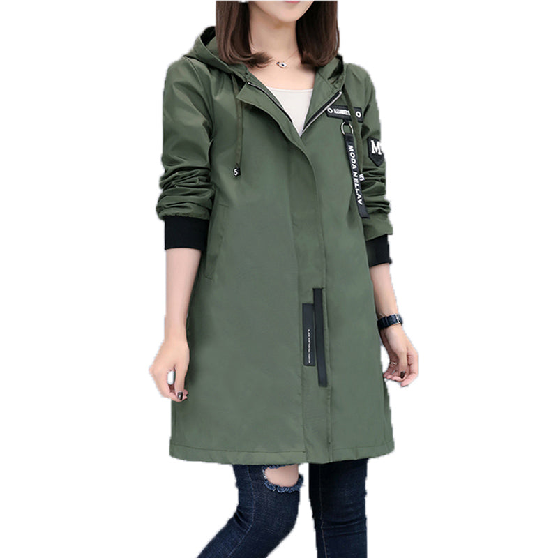 Army Green Women's Zip-Up Casual Hoodie