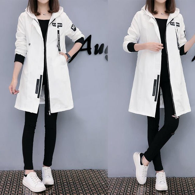 Casual Zip-Up Hooded Jacket for Women in Black