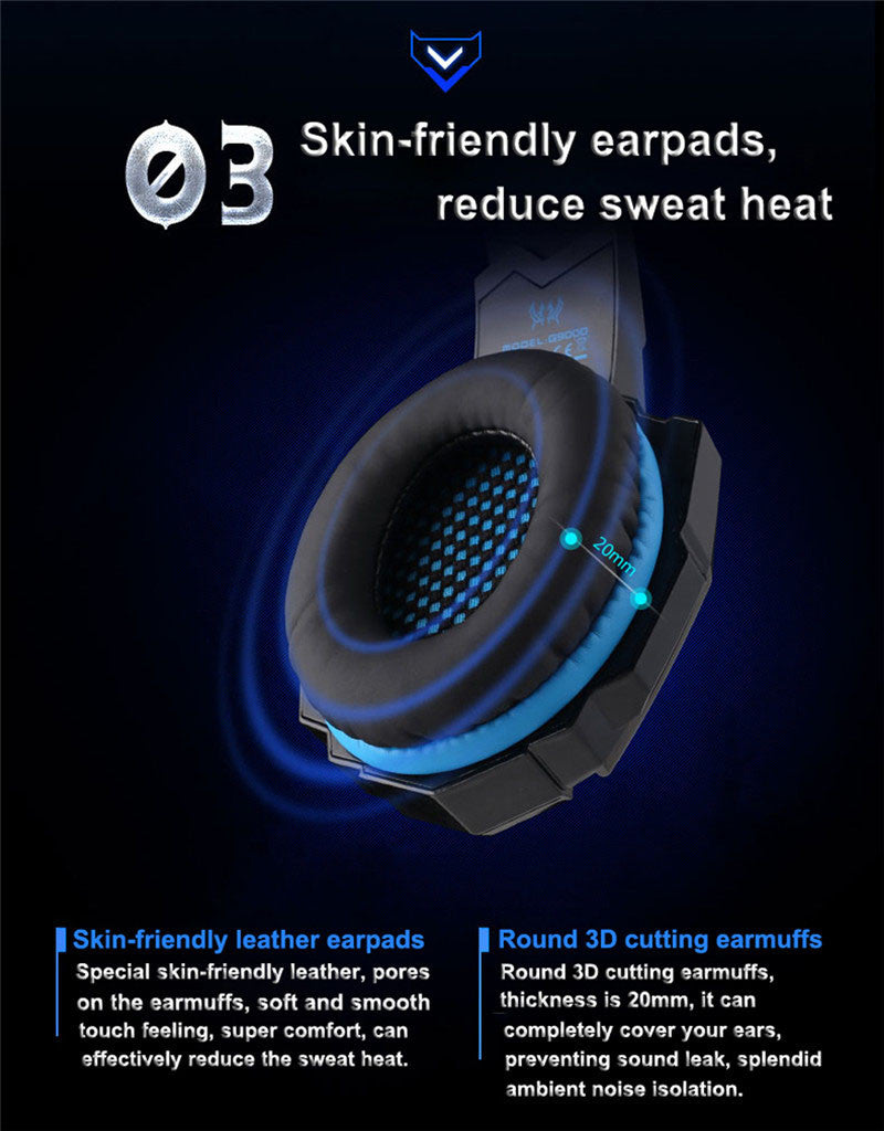 LED Gaming Headset with Microphone for Ninja Warriors - Model G9300