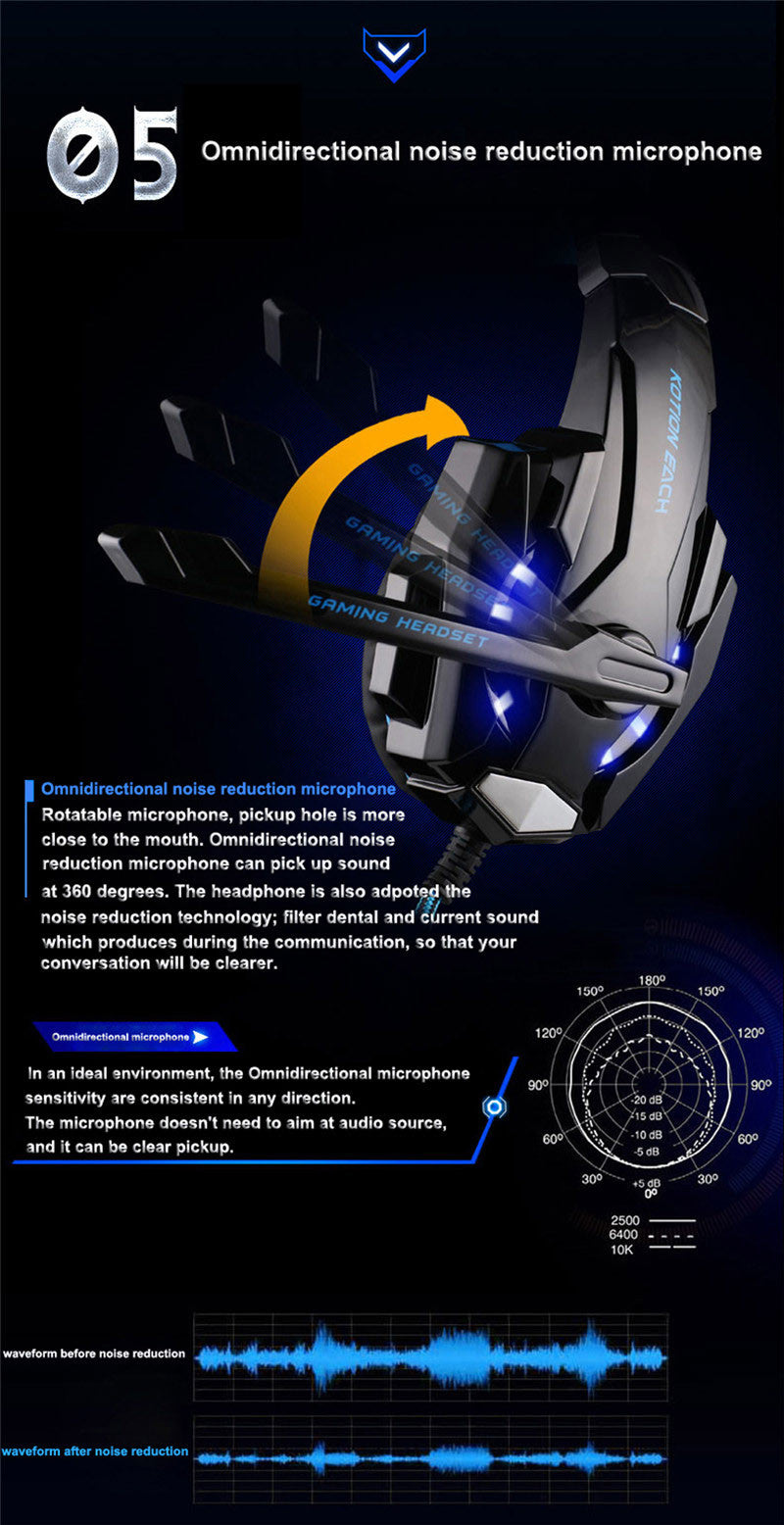 LED Gaming Headset with Microphone for Ninja Warriors - Model G9300
