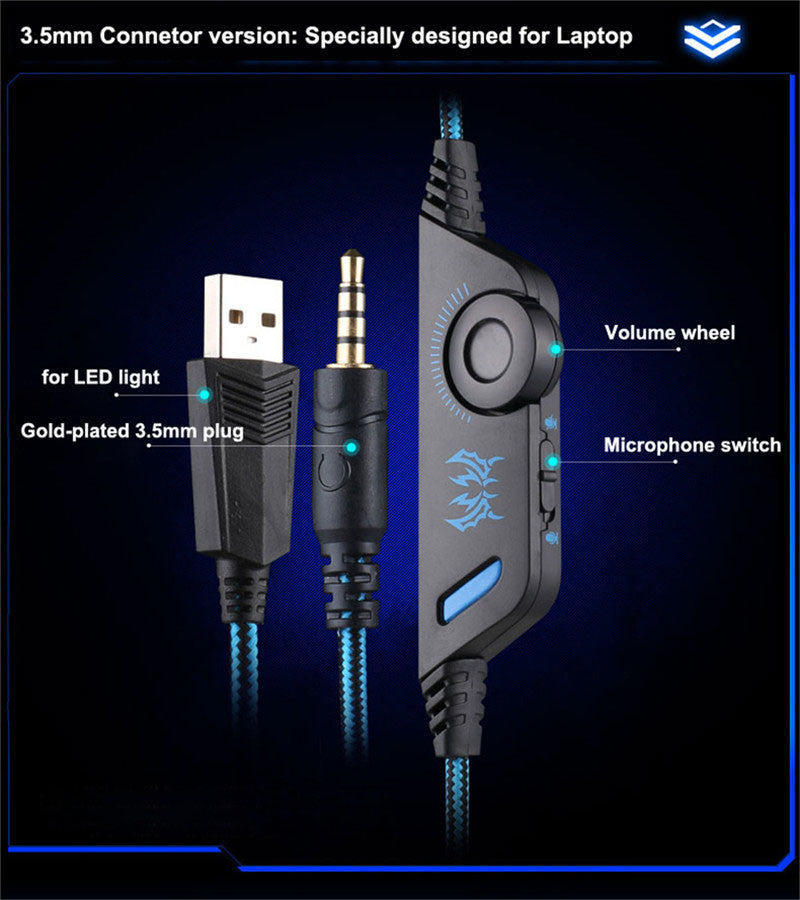LED Gaming Headset with Microphone for Ninja Warriors - Model G9300