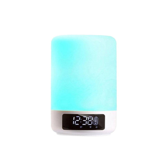 Enhanced Wireless Bluetooth Speaker with Touch-Activated Colorful LED and Powerful Bass: turquoise, white digital alarm clock