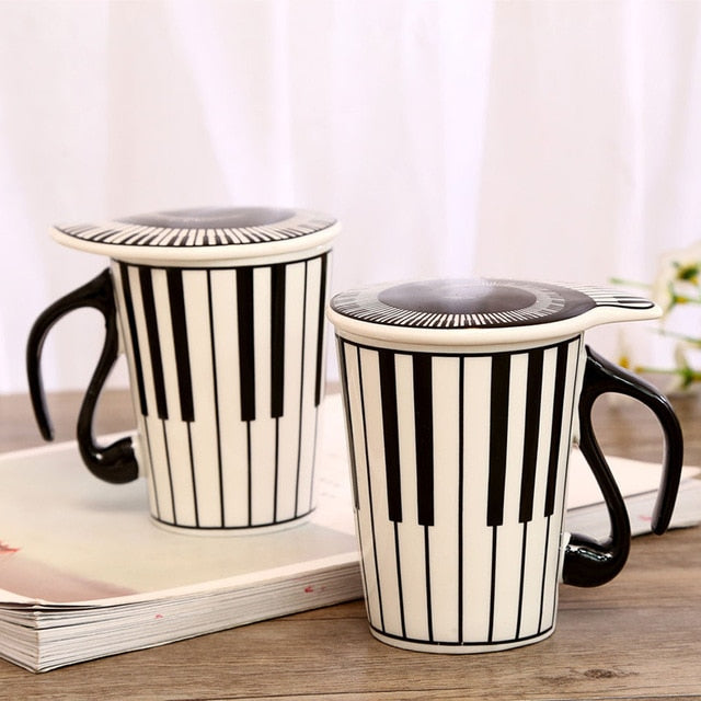 Musical Inspiration Ceramic Coffee Mug with Piano Lid