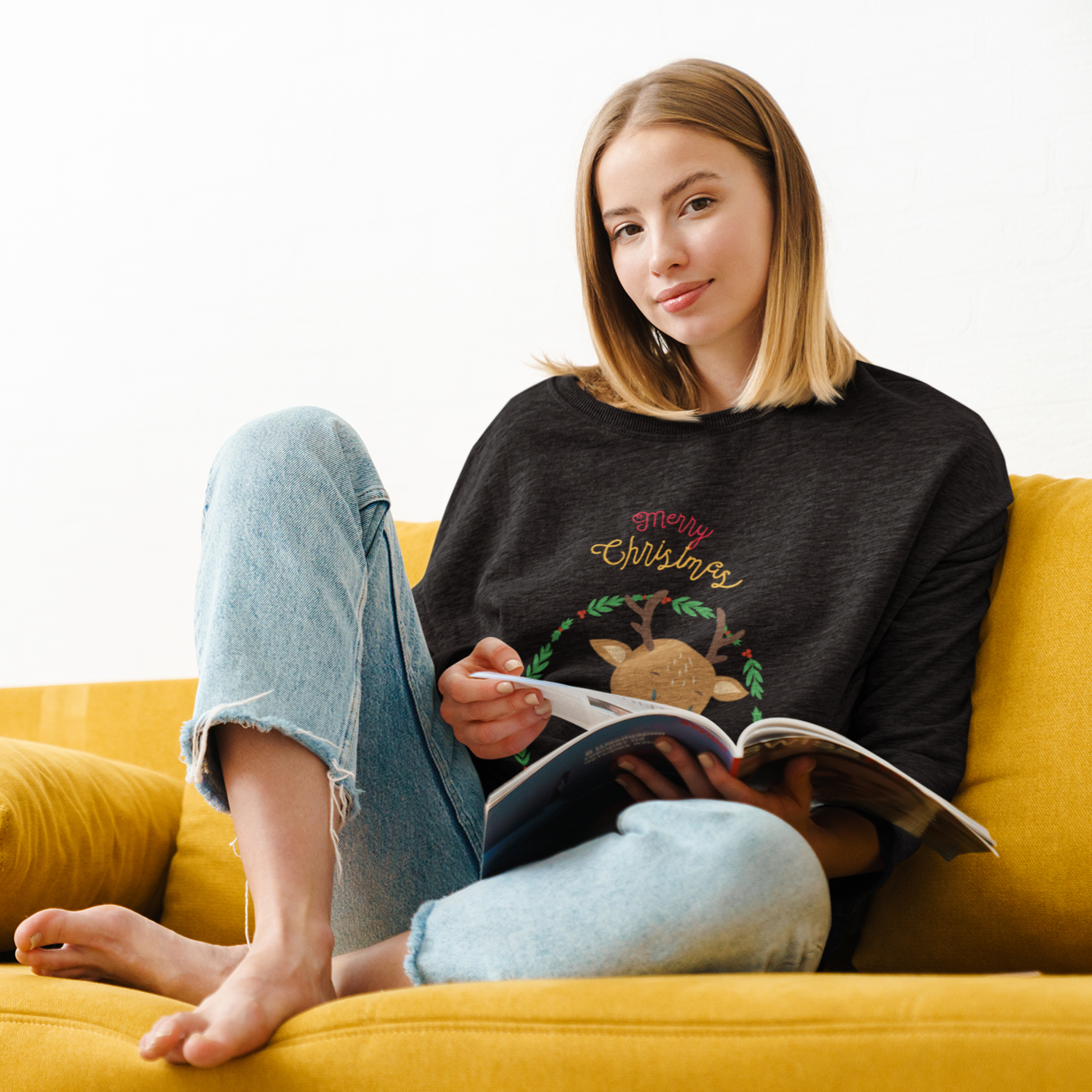 Reindeer Crewneck Sweatshirt for Women