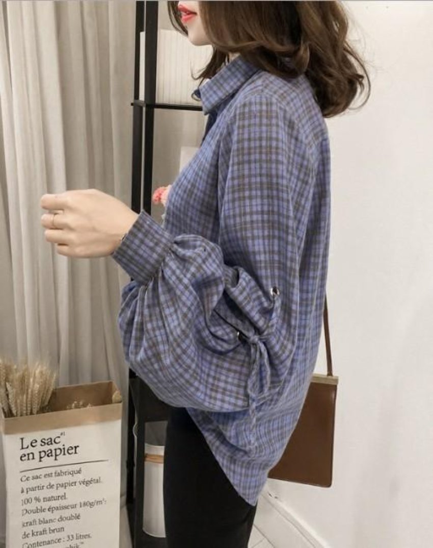 Button-Front Blouse with Bell Sleeves for Women