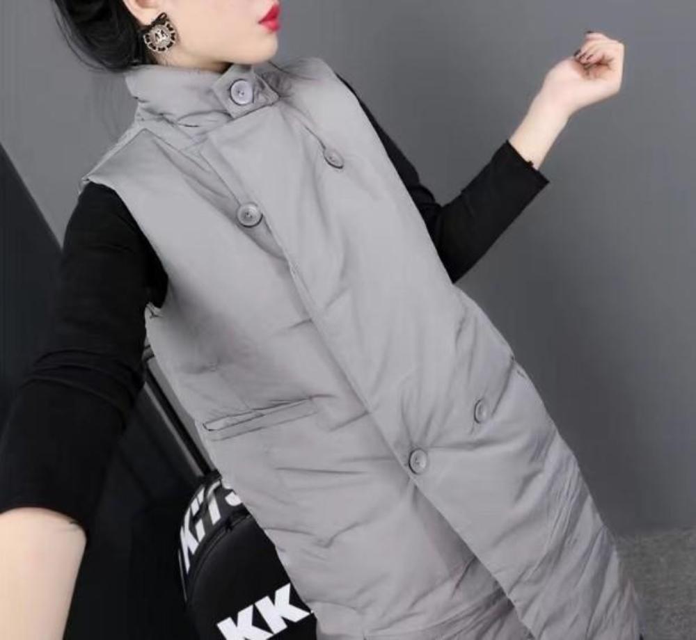 Long Double Breasted Winter Vest for Women