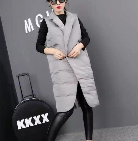 Long Double Breasted Winter Vest for Women