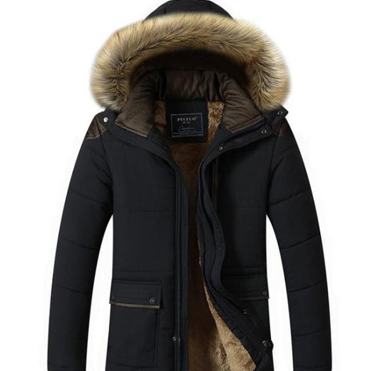 Black Hooded Winter Coat for Men: black, brown hooded winter jacket, casual winter outerwear style