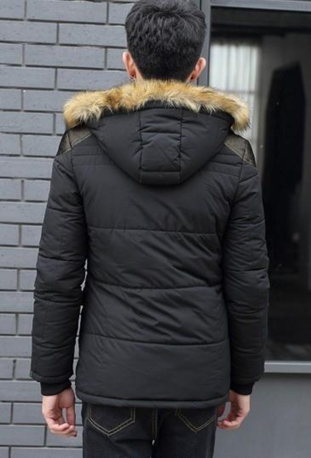 Winter Hooded Coat for Men in Beige