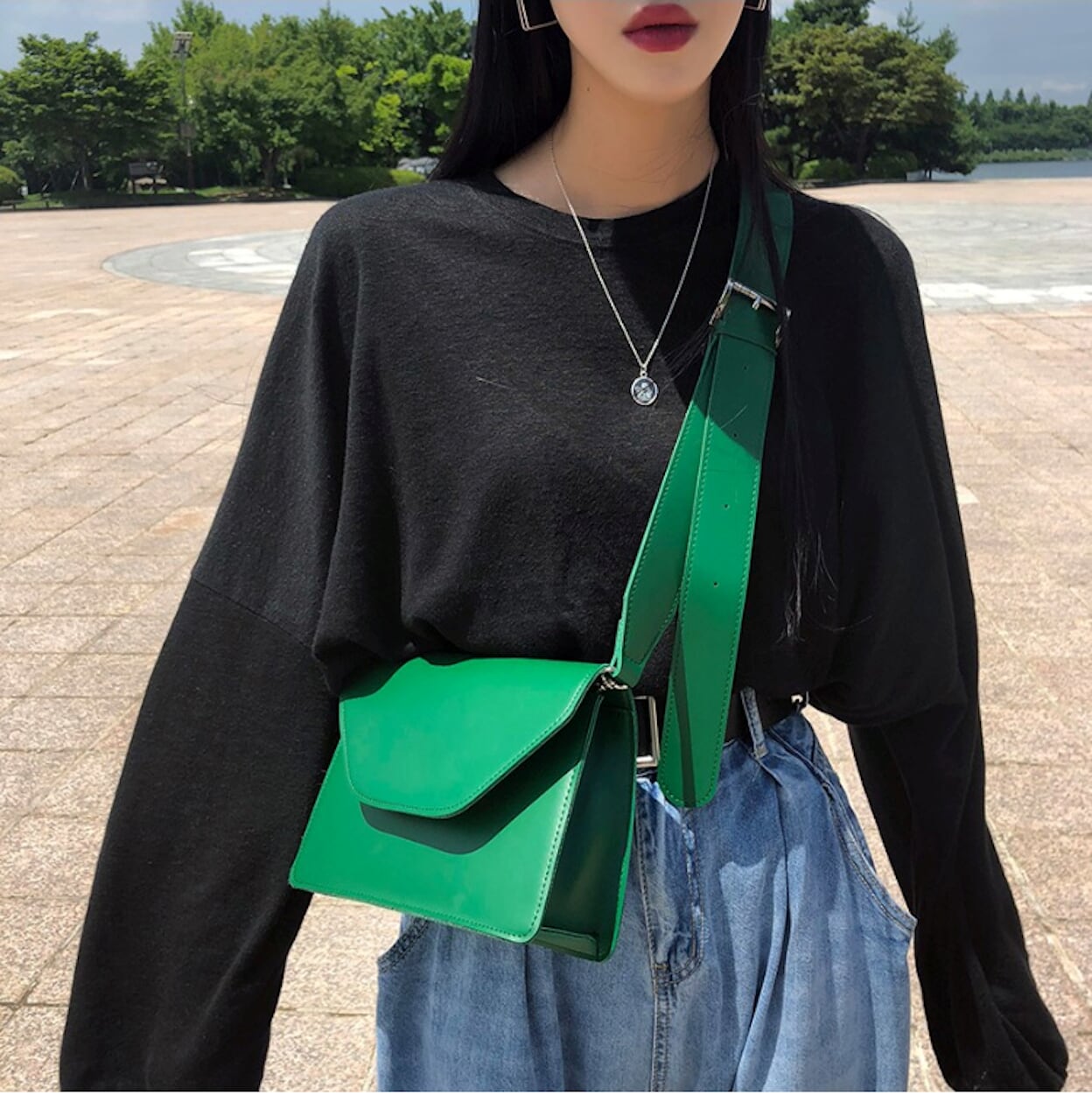 Rectangular Crossbody Bag with Wide Straps for Women